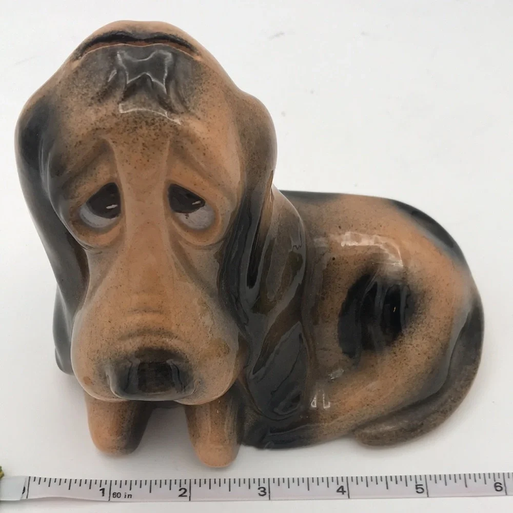 VTG 6-1/2" Droopy Eyes Bassett/Hound Dog Bank Glazed Ceramic - Picture 7 of 8